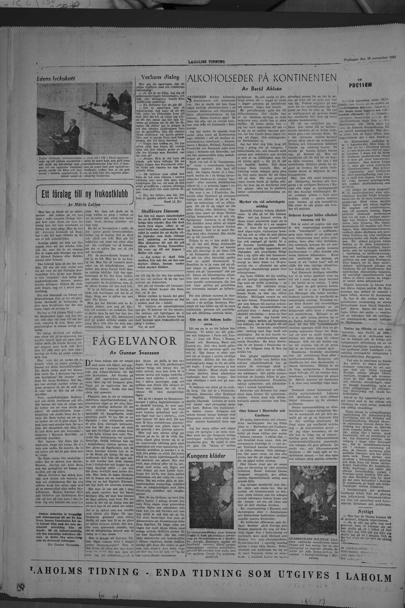 Laholms Tidning Fredag 16 november 1951, sida 6