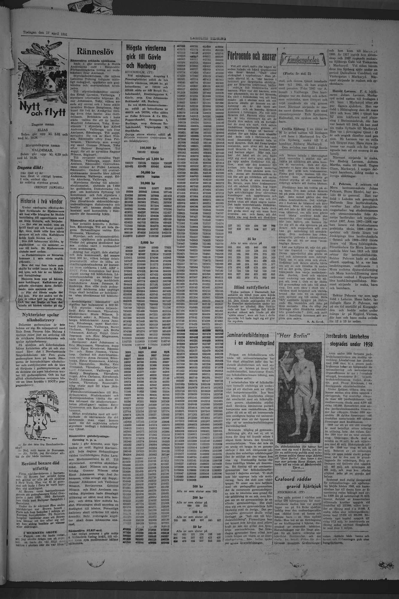 Laholms Tidning Tisdag 17 april 1951, sida 5