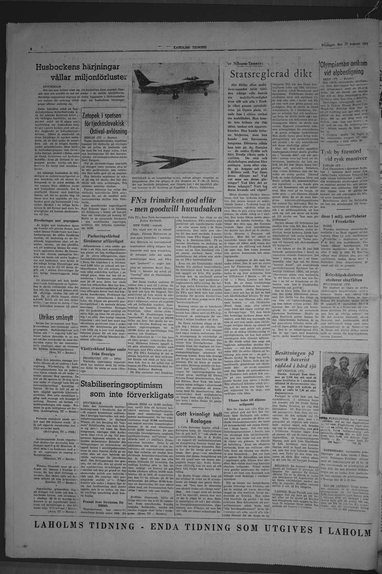 Laholms Tidning Fredag 17 augusti 1951, sida 6