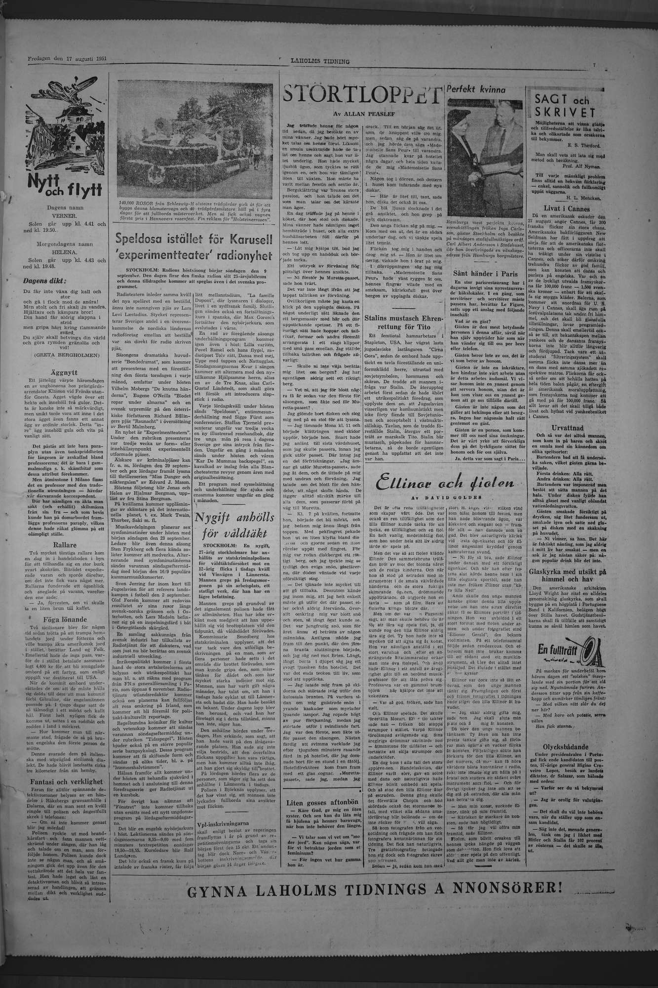 Laholms Tidning Fredag 17 augusti 1951, sida 7