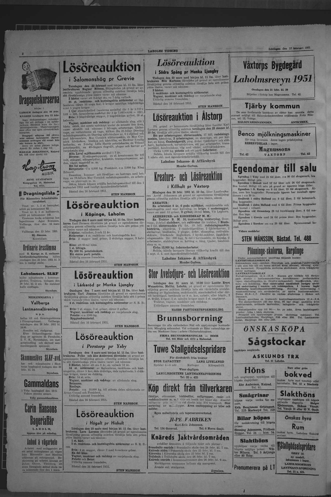 Laholms Tidning Lördag 17 februari 1951, sida 2