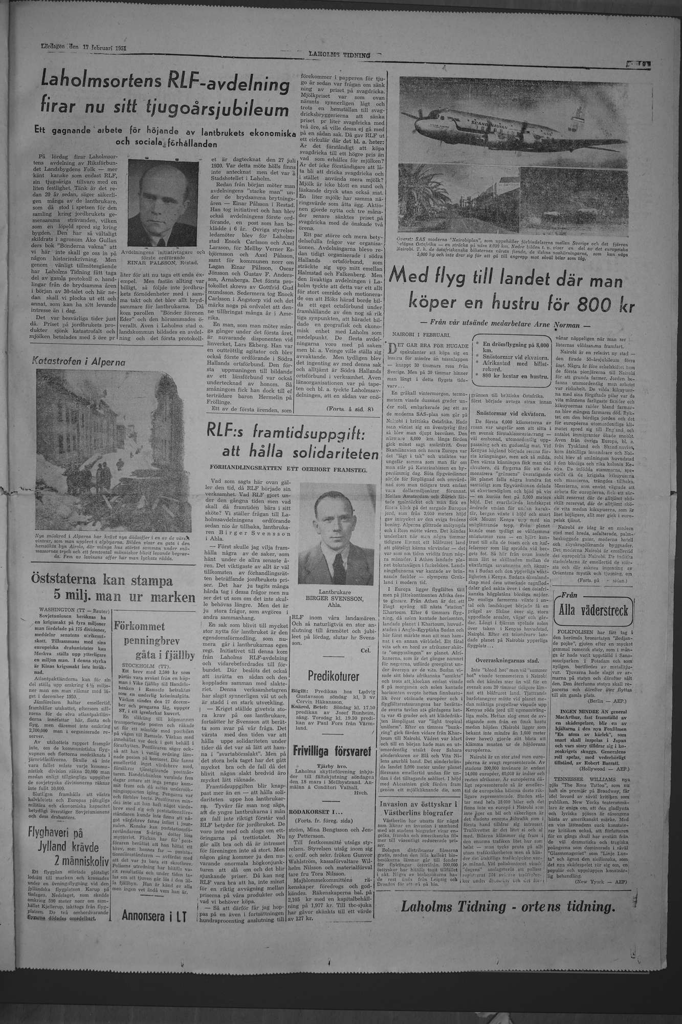 Laholms Tidning Lördag 17 februari 1951, sida 5