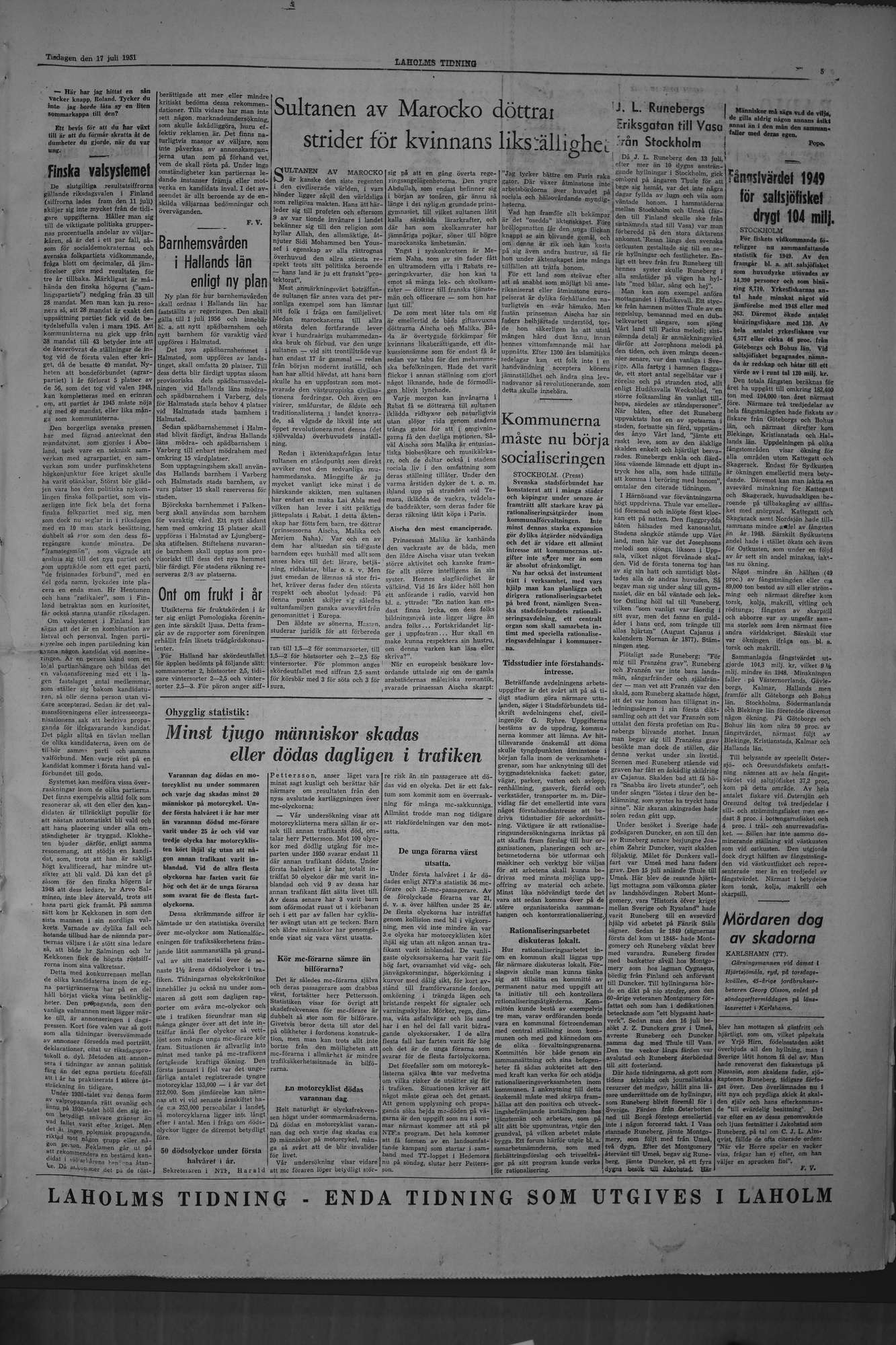 Laholms Tidning Tisdag 17 juli 1951, sida 5