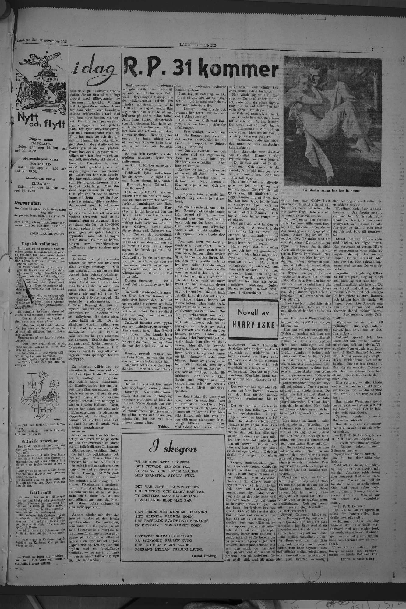 Laholms Tidning Lördag 17 november 1951, sida 7