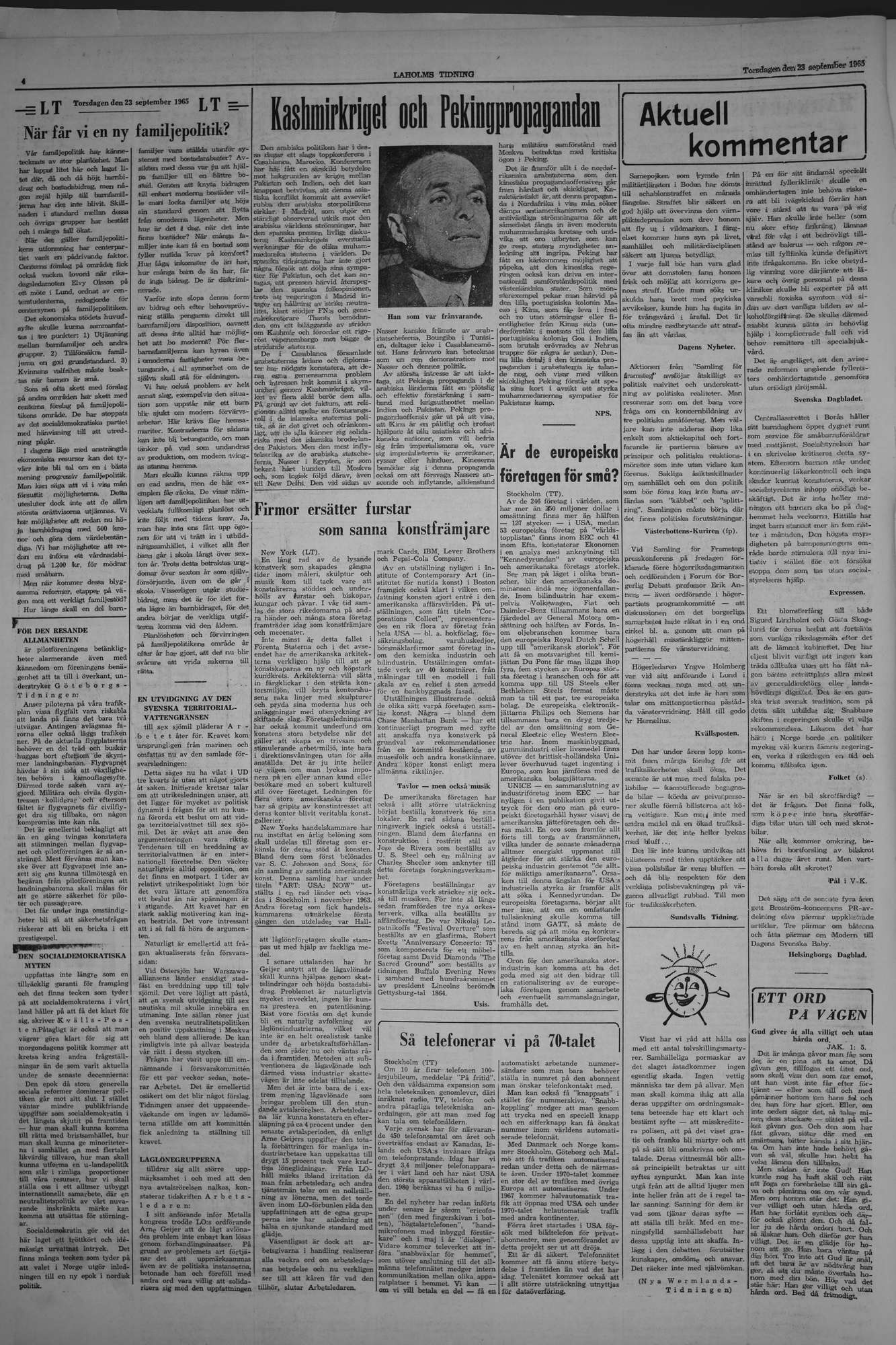 Laholms Tidning Torsdag 23 september 1965, sida 4