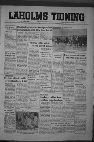 Förstasidan, Måndag 17 september 1951
