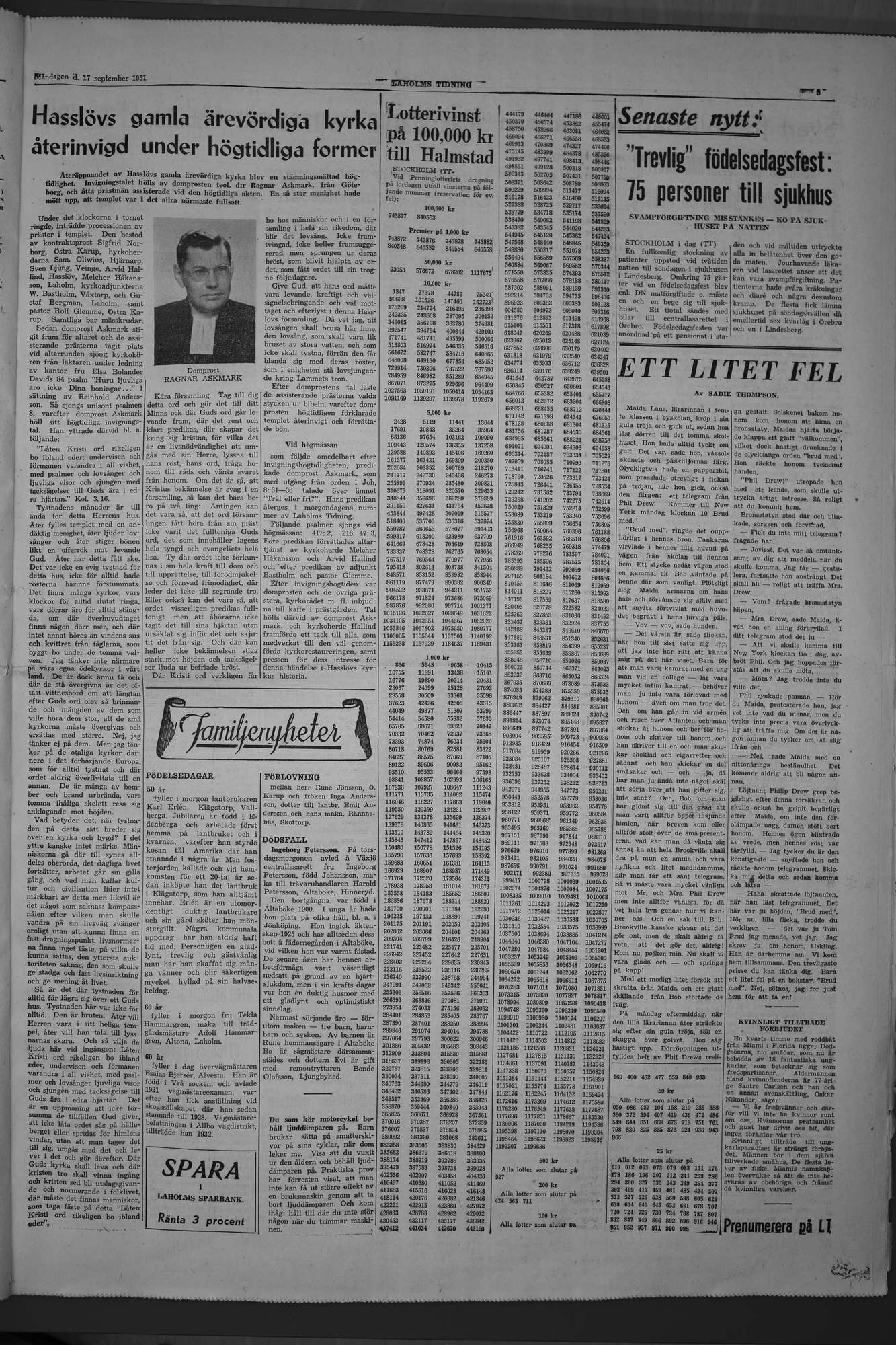 Laholms Tidning Måndag 17 september 1951, sida 3