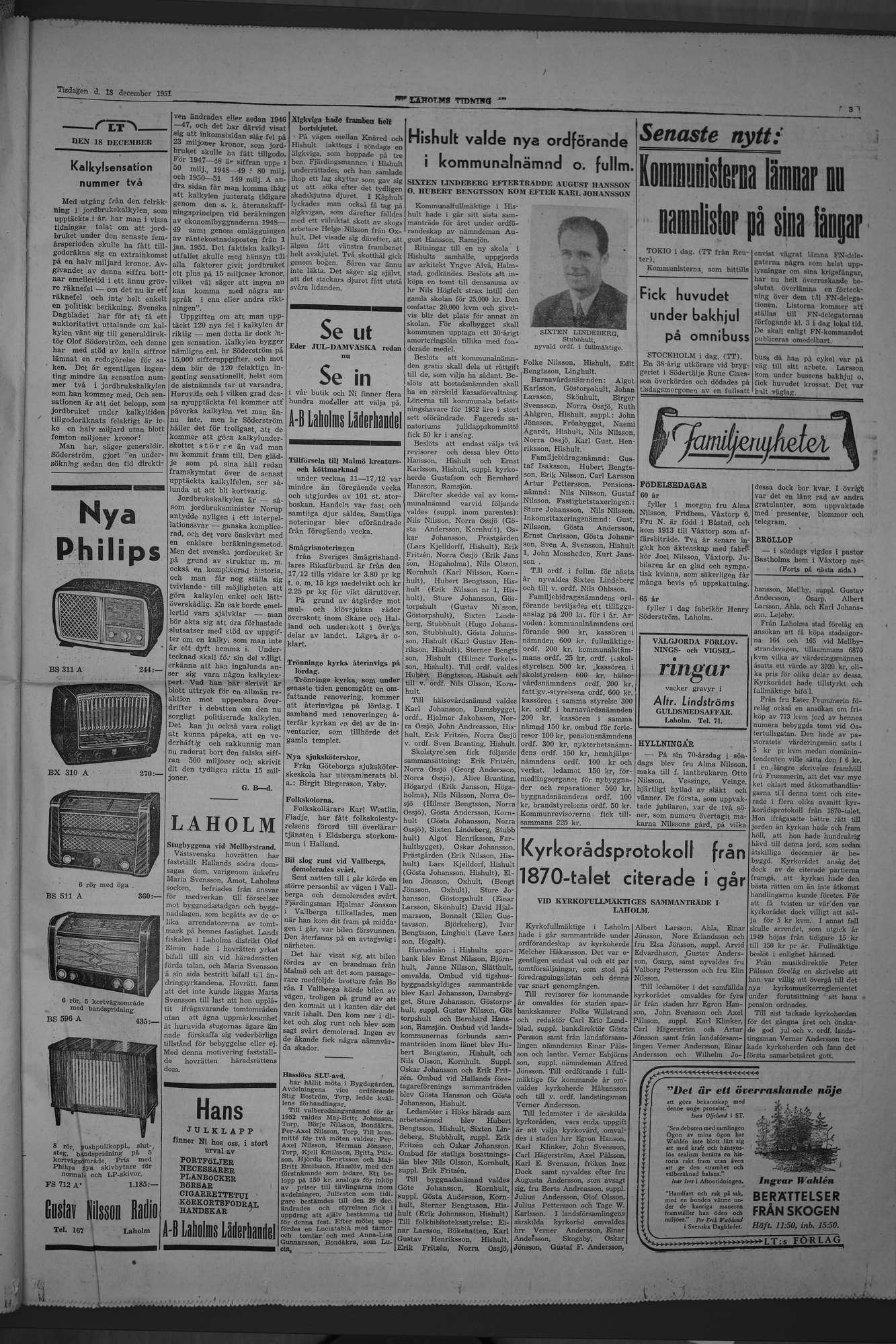 Laholms Tidning Tisdag 18 december 1951, sida 3