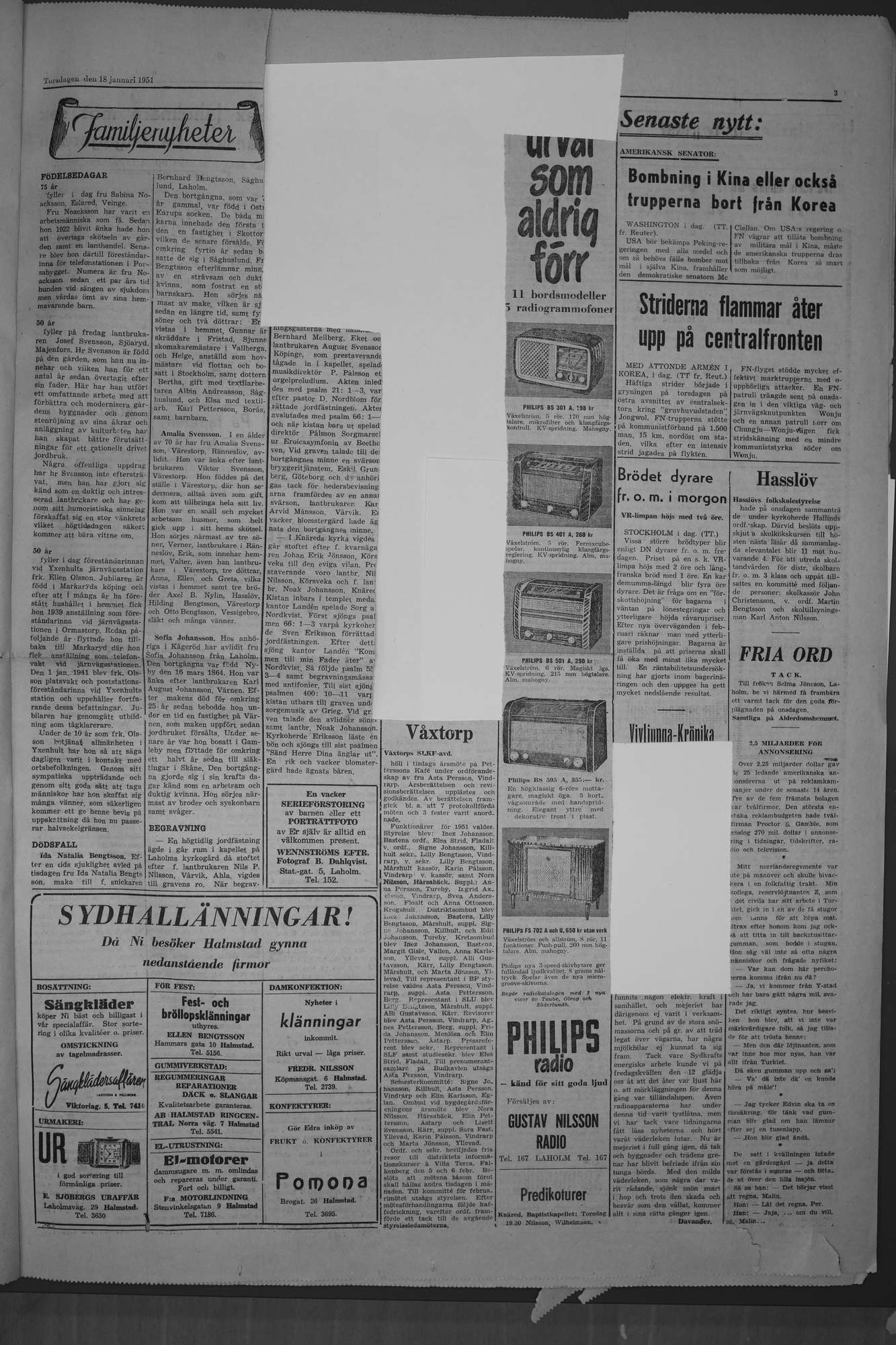 Laholms Tidning Torsdag 18 januari 1951, sida 3
