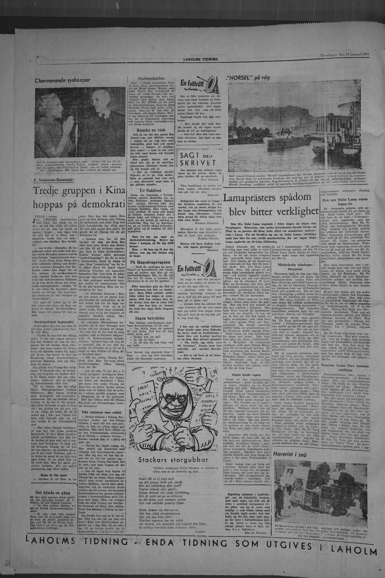 Laholms Tidning Torsdag 18 januari 1951, sida 6