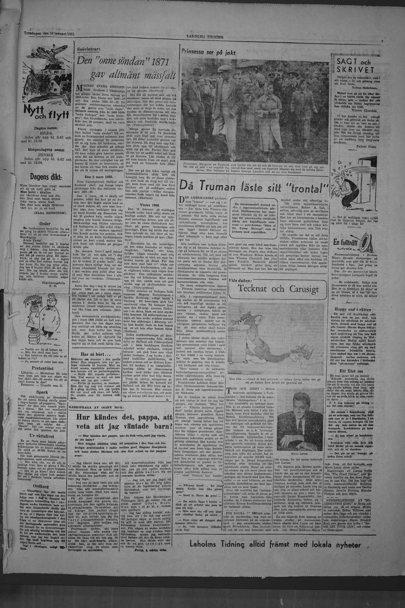 Laholms Tidning Torsdag 18 januari 1951, sida 7