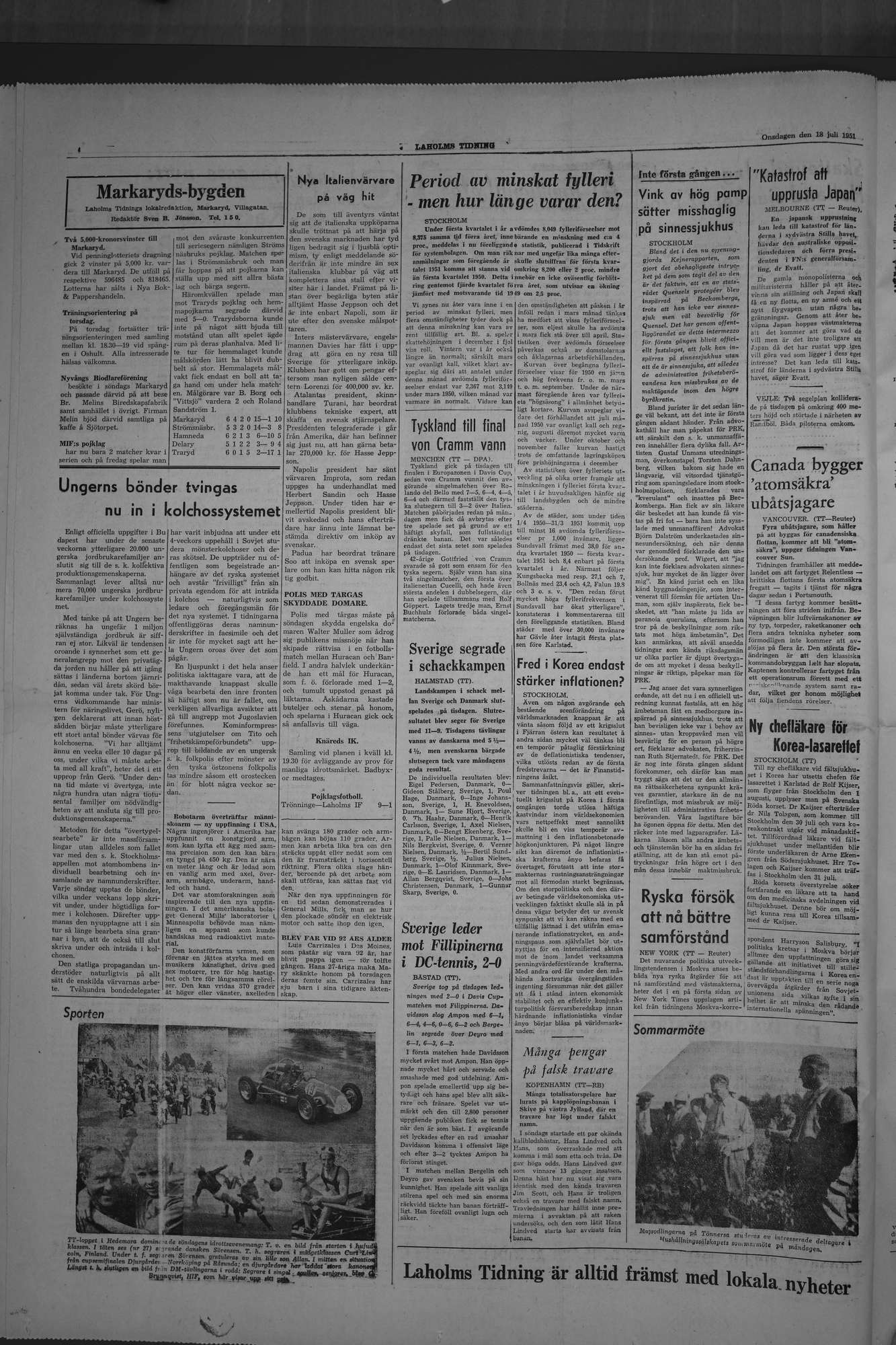 Laholms Tidning Onsdag 18 juli 1951, sida 4