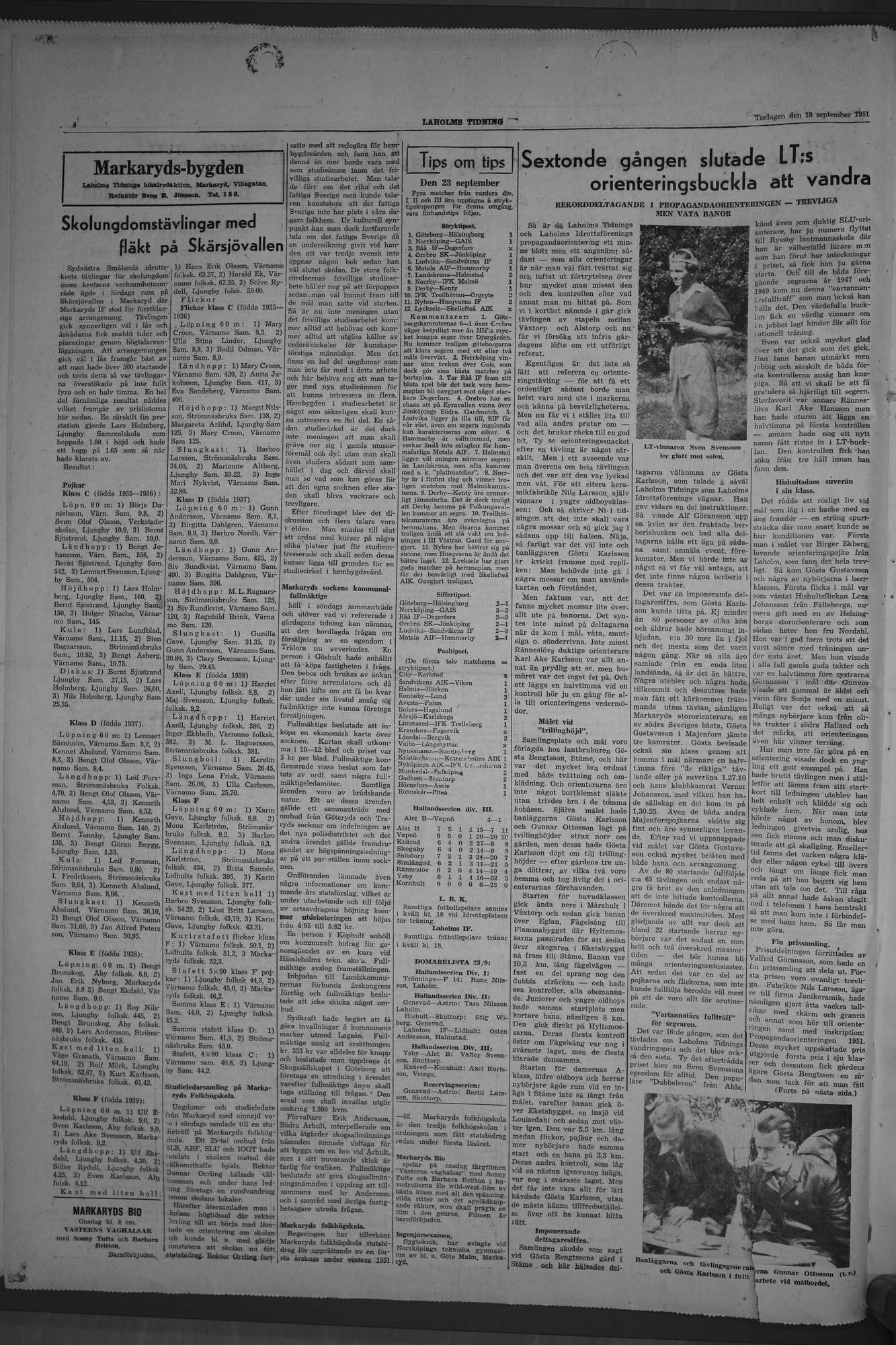 Laholms Tidning Tisdag 18 september 1951, sida 4