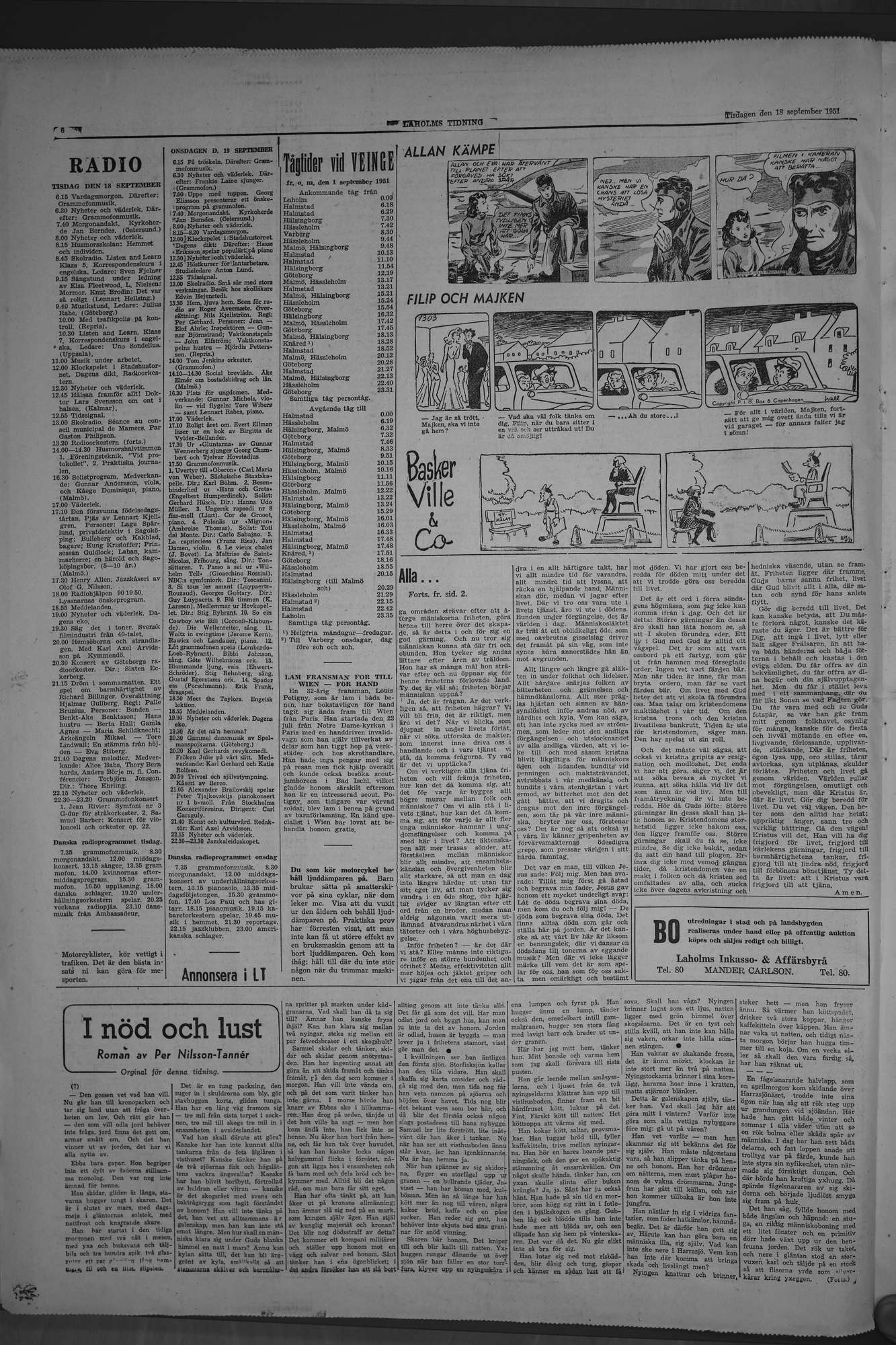 Laholms Tidning Tisdag 18 september 1951, sida 6