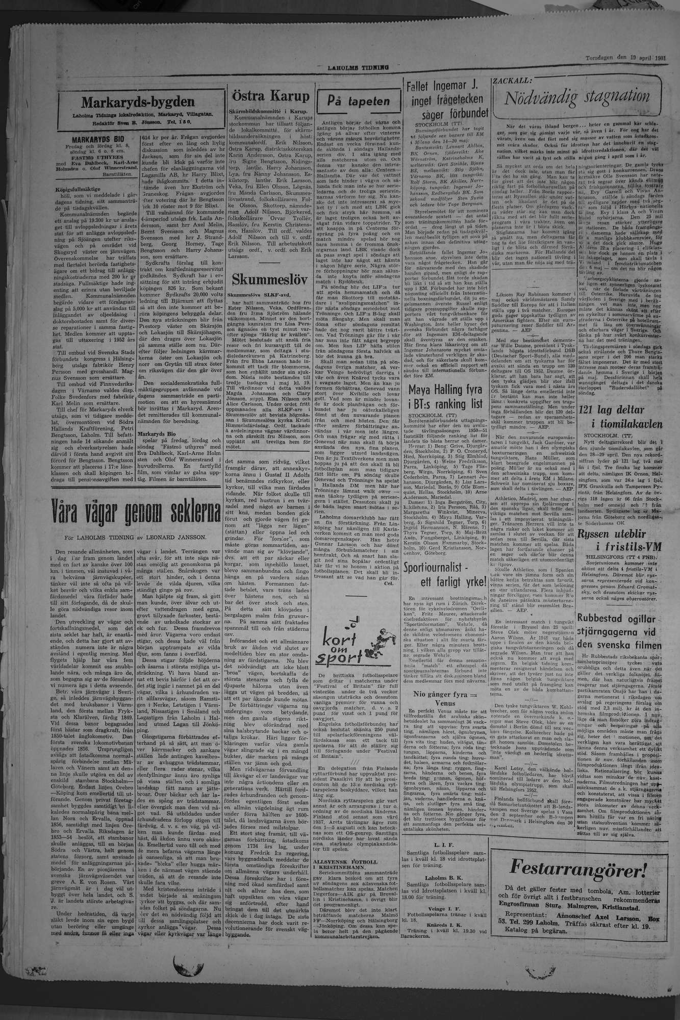 Laholms Tidning Torsdag 19 april 1951, sida 4
