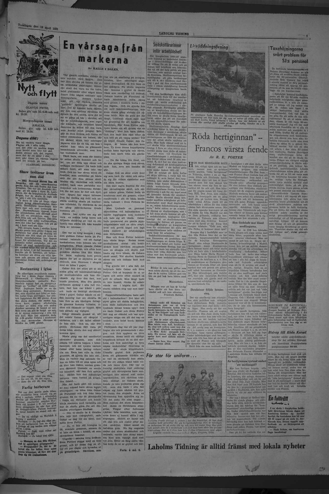 Laholms Tidning Torsdag 19 april 1951, sida 5