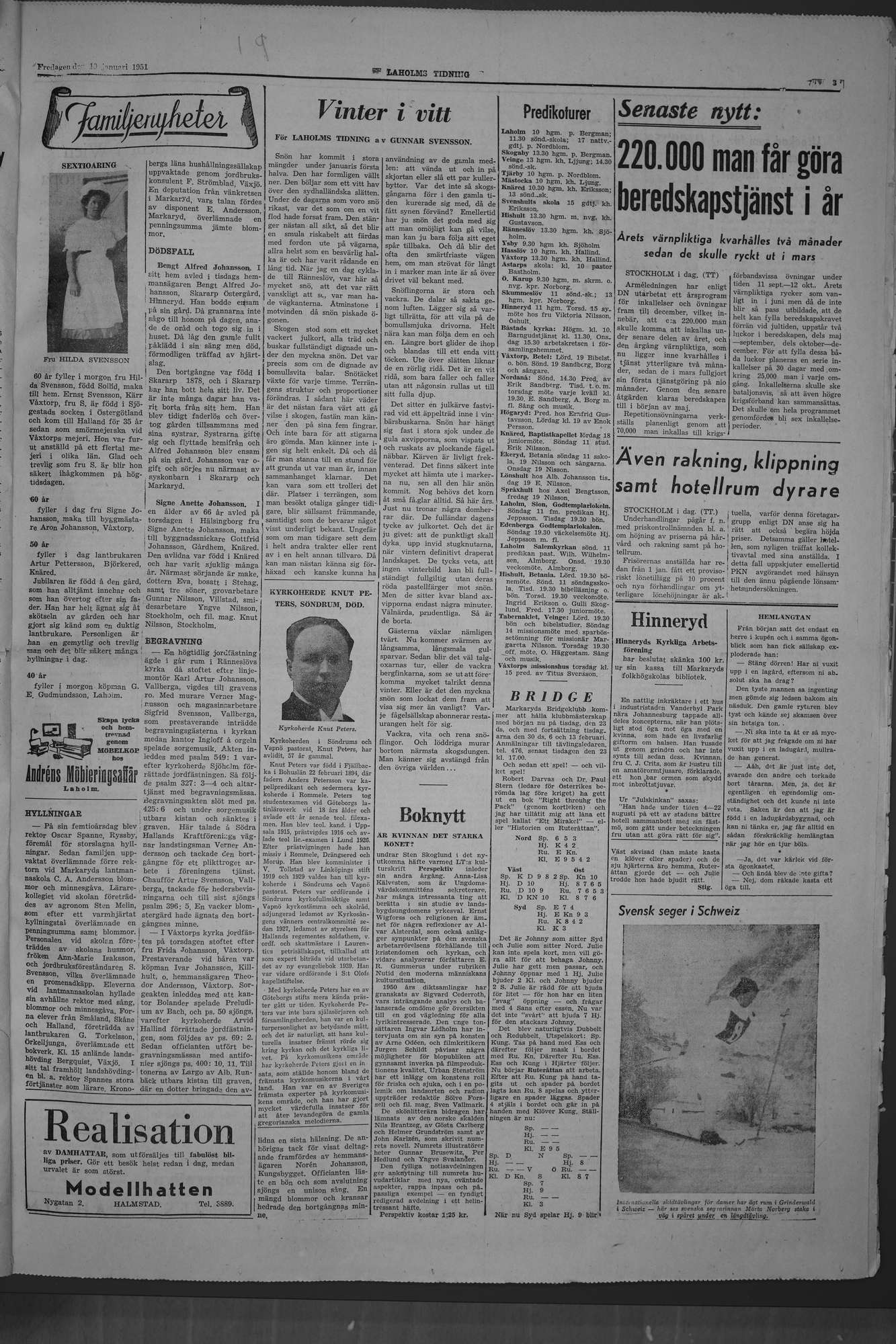 Laholms Tidning Fredag 19 januari 1951, sida 3