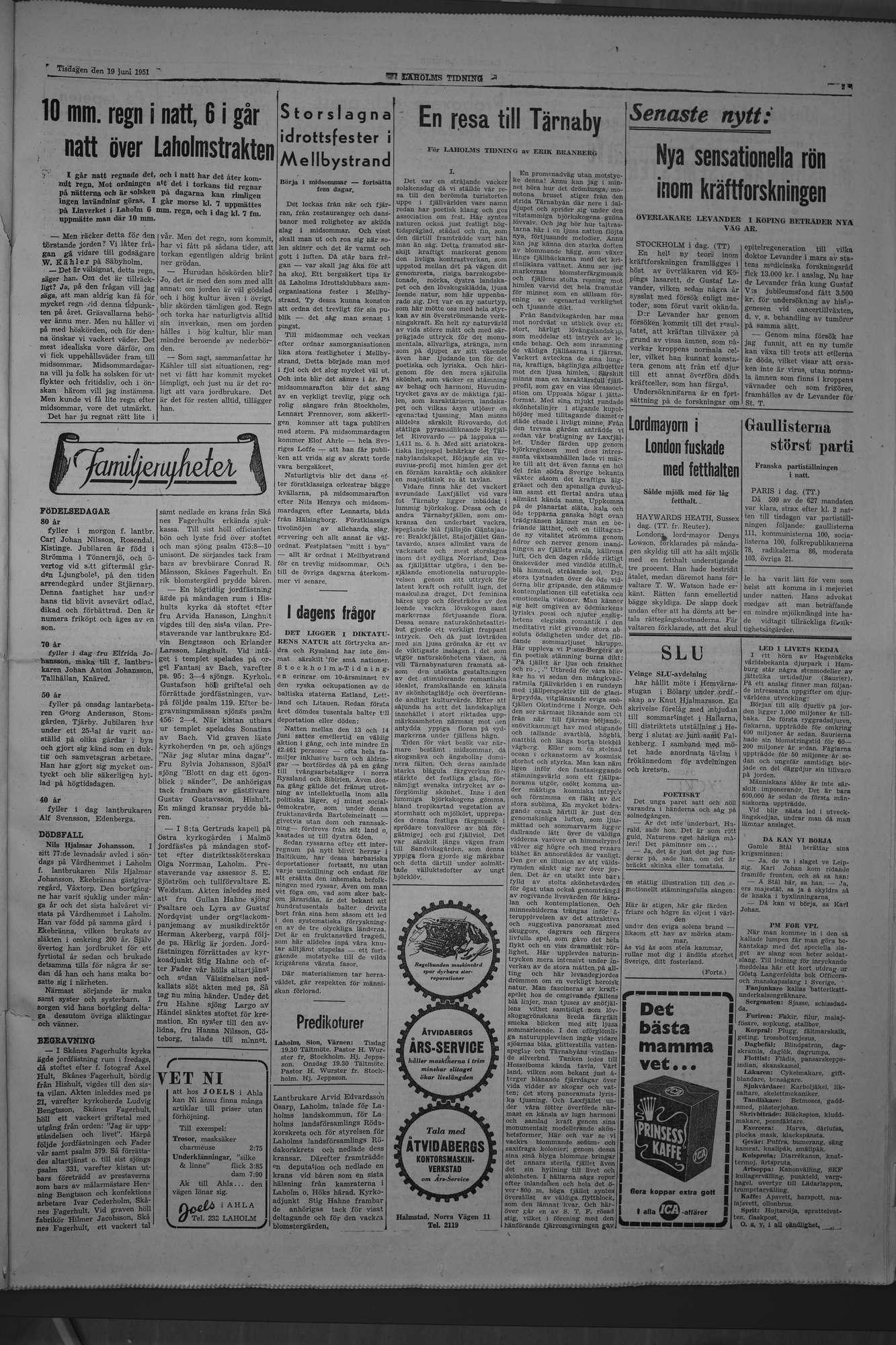 Laholms Tidning Tisdag 19 juni 1951, sida 3