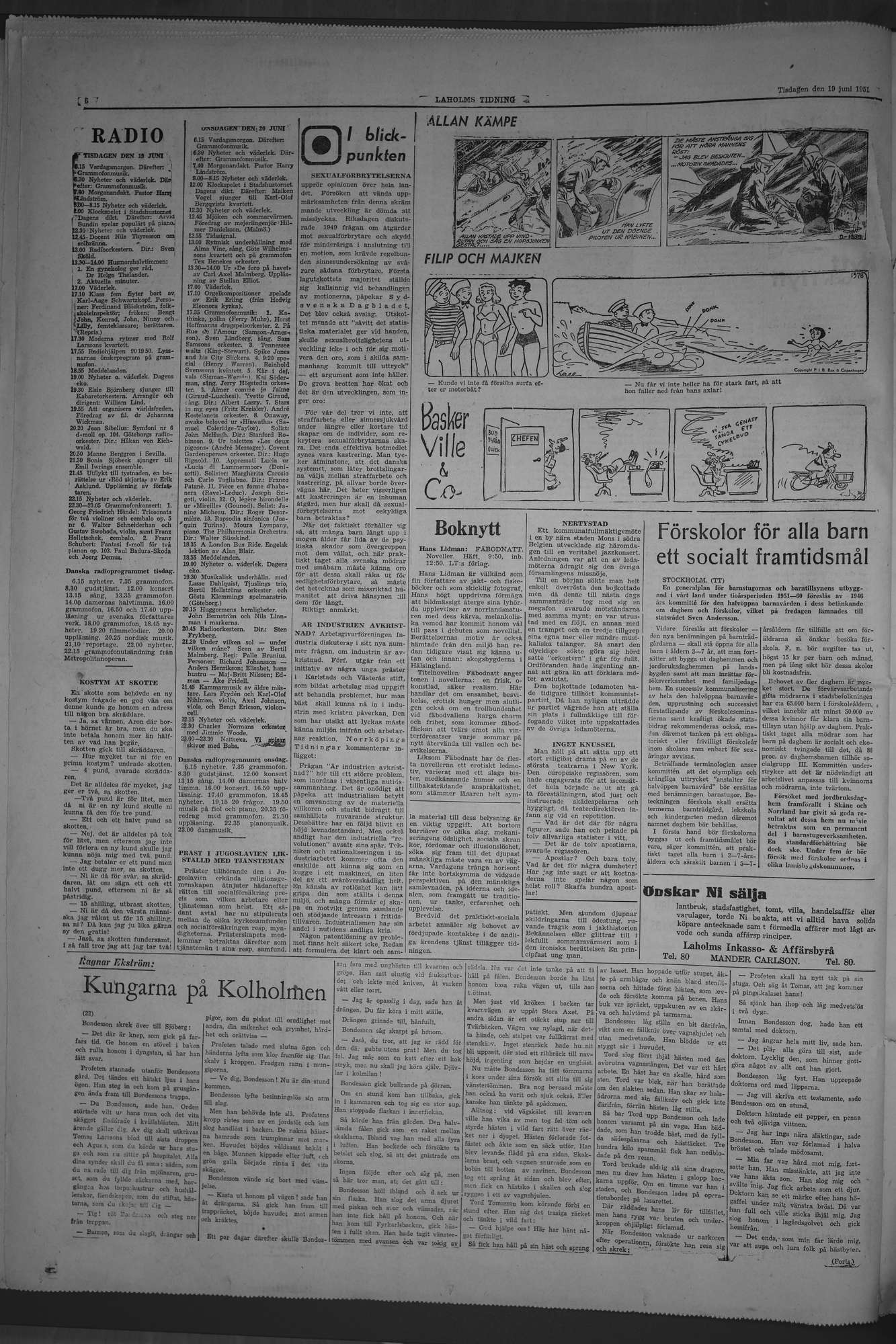 Laholms Tidning Tisdag 19 juni 1951, sida 6
