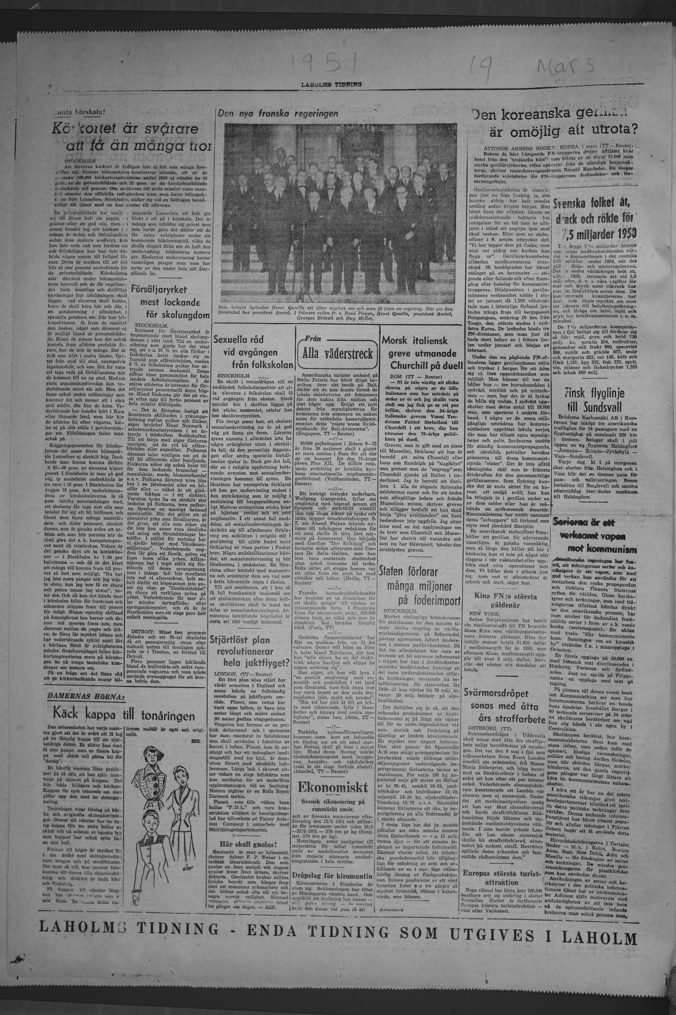 Laholms Tidning Måndag 19 mars 1951, sida 6