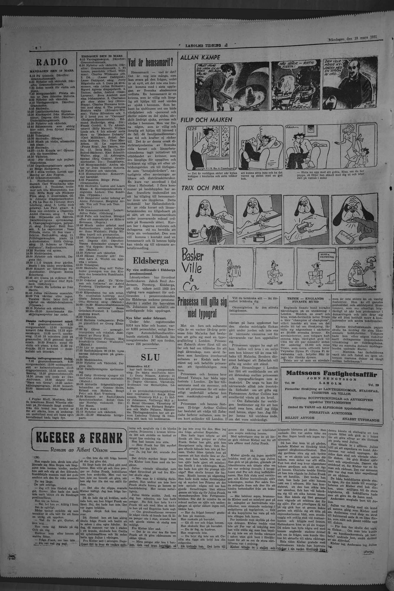 Laholms Tidning Måndag 19 mars 1951, sida 8