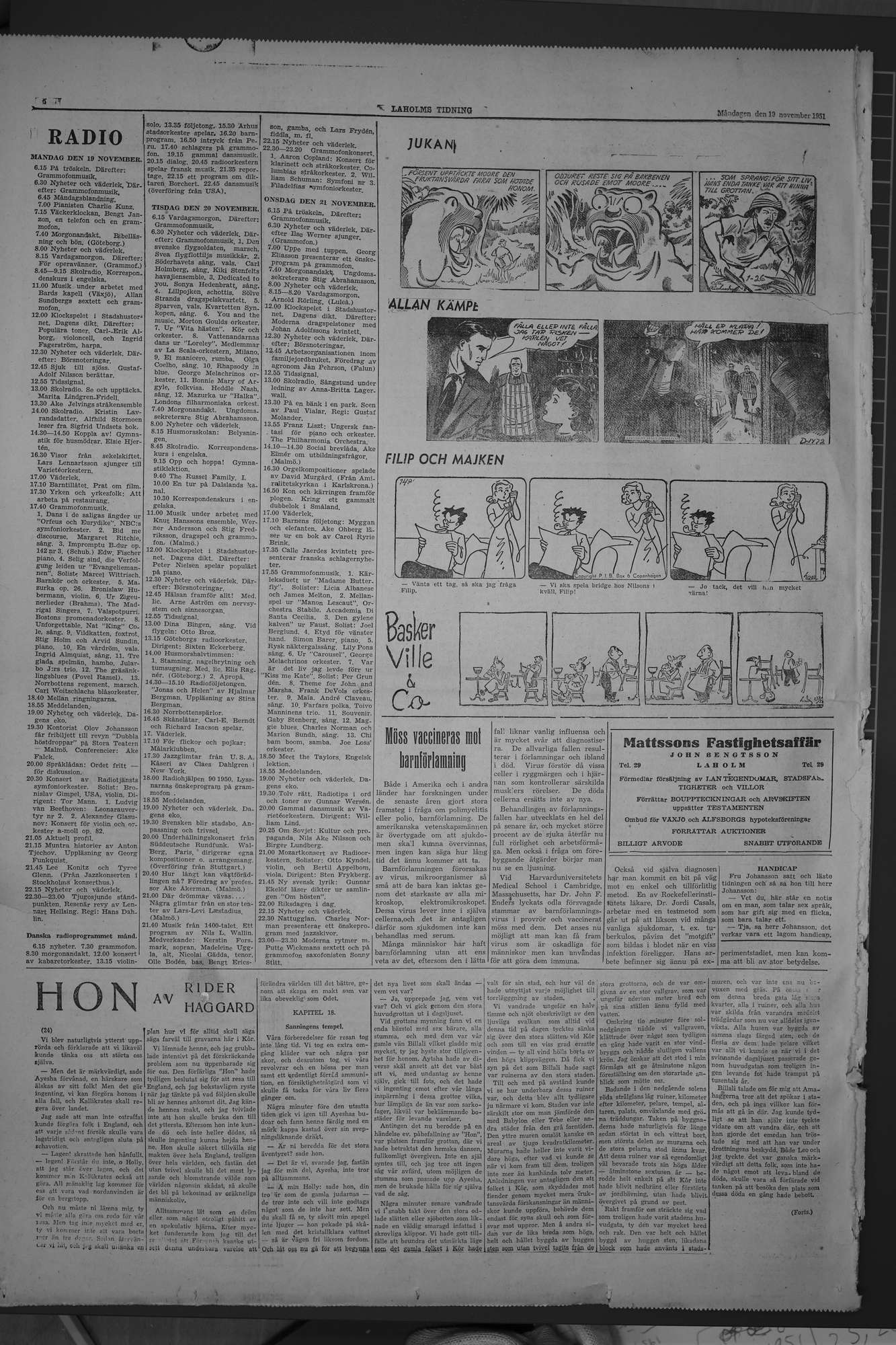 Laholms Tidning Måndag 19 november 1951, sida 6