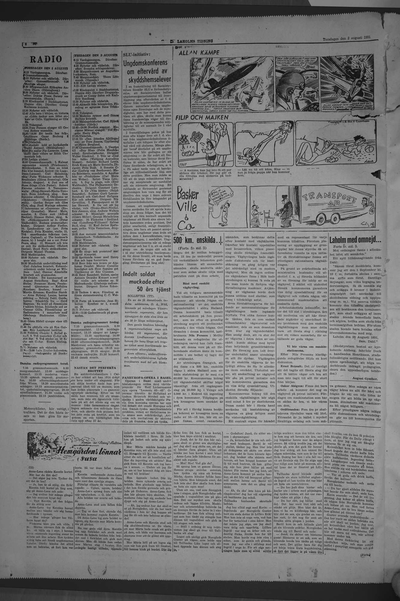 Laholms Tidning Torsdag 2 augusti 1951, sida 8