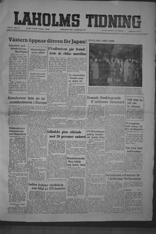 Förstasidan, Fredag 2 februari 1951