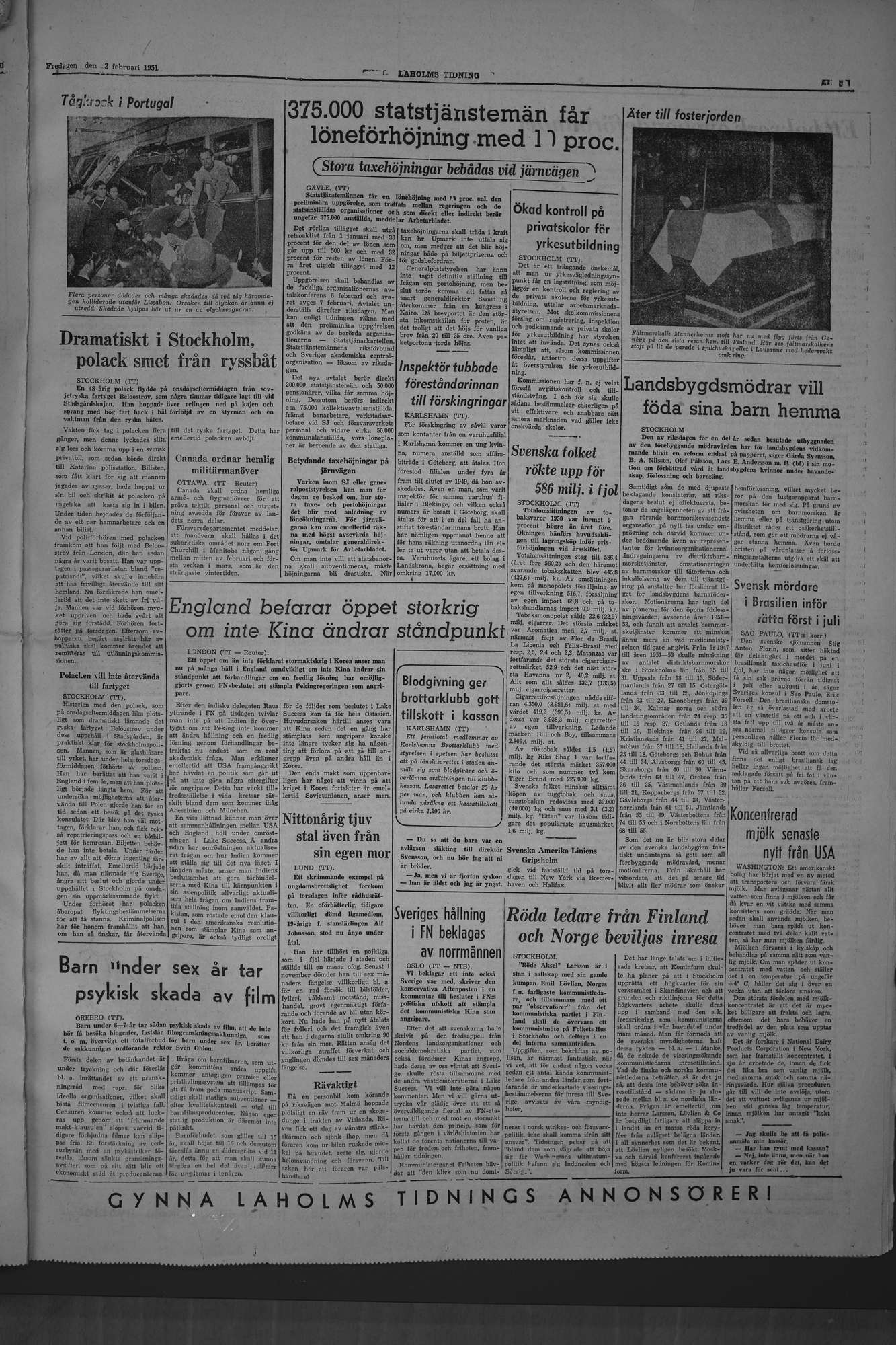 Laholms Tidning Fredag 2 februari 1951, sida 5