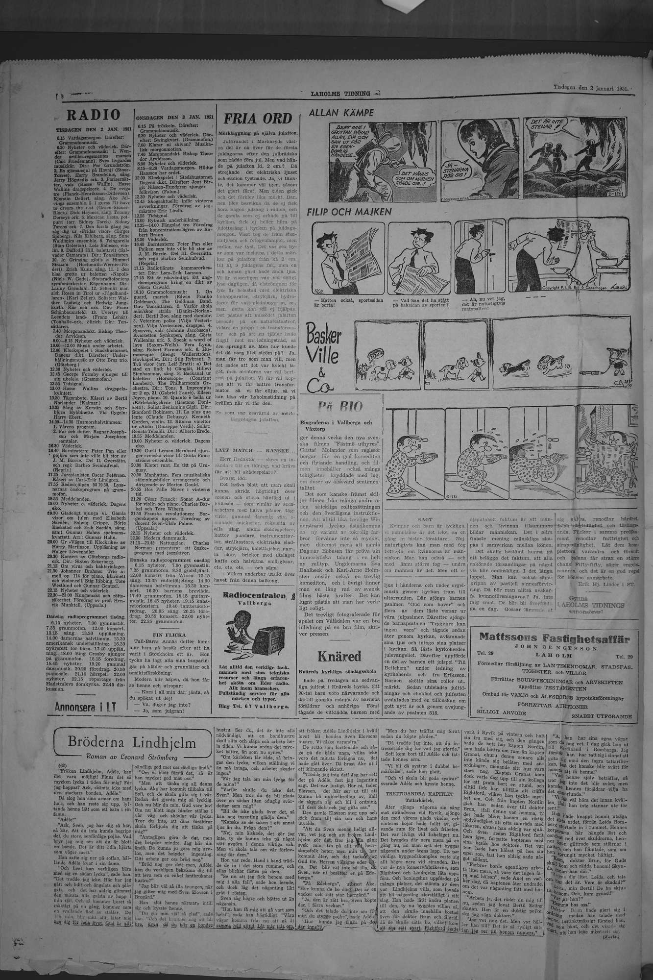 Laholms Tidning Tisdag 2 januari 1951, sida 8