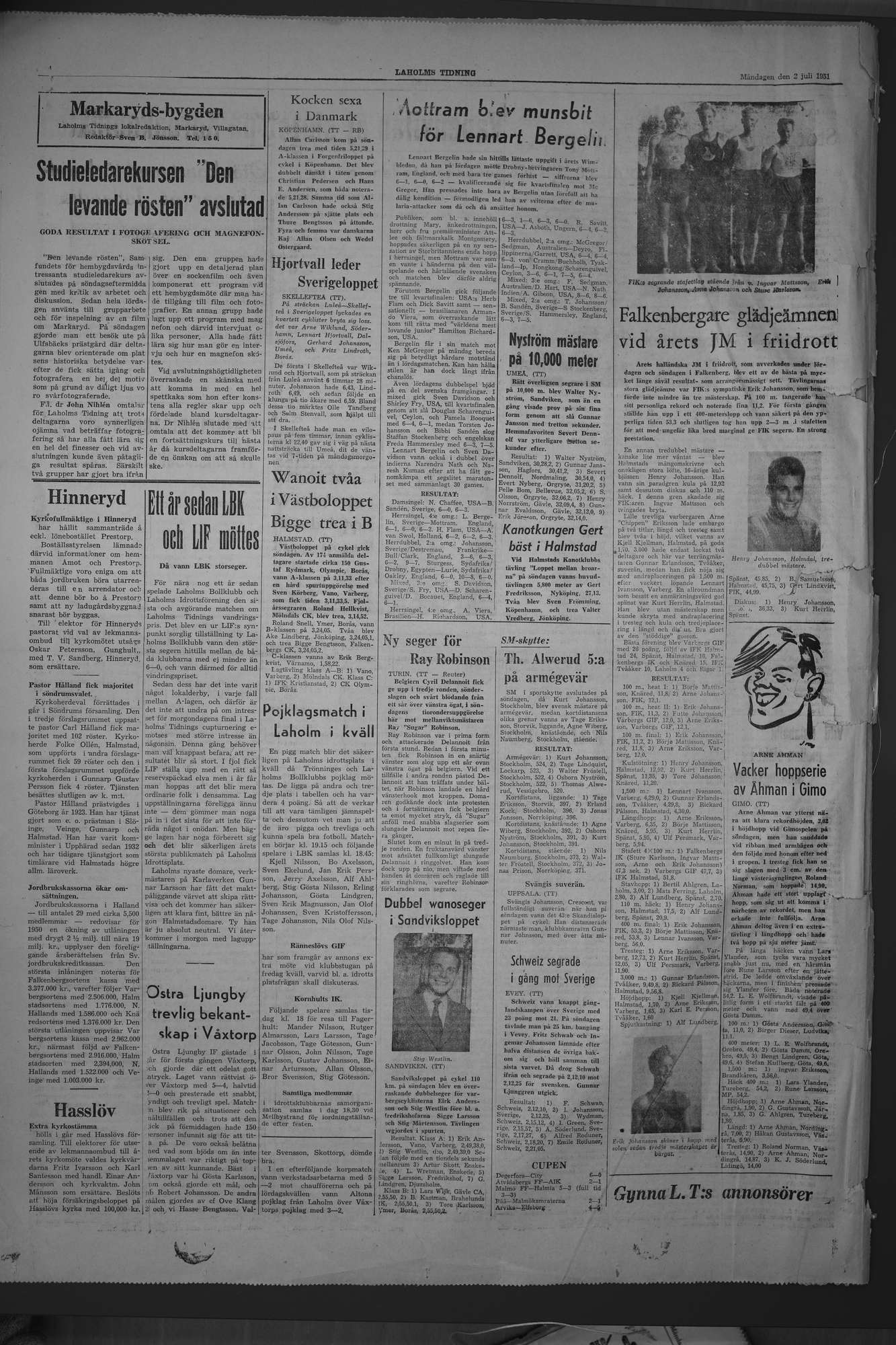 Laholms Tidning Måndag 2 juli 1951, sida 4