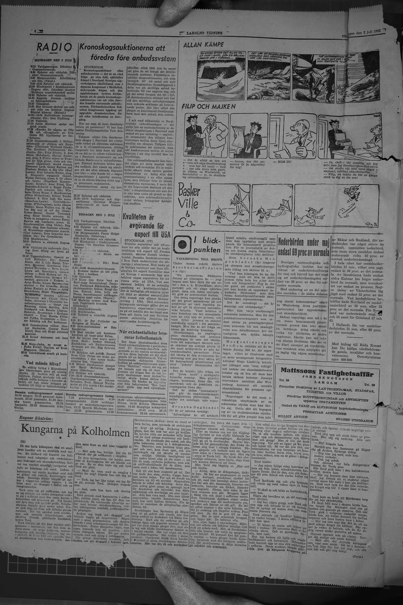 Laholms Tidning Måndag 2 juli 1951, sida 6