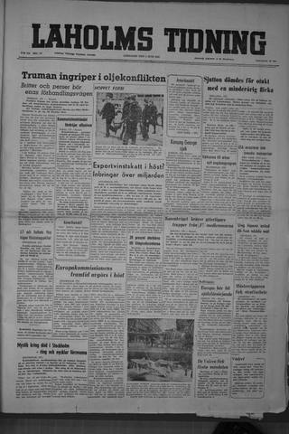 Förstasidan, Lördag 2 juni 1951