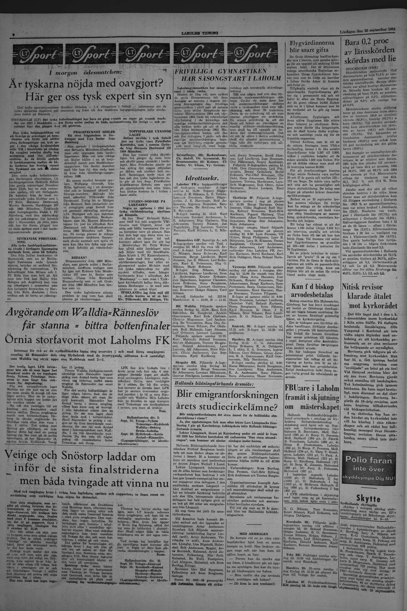 Laholms Tidning Lördag 25 september 1965, sida 6