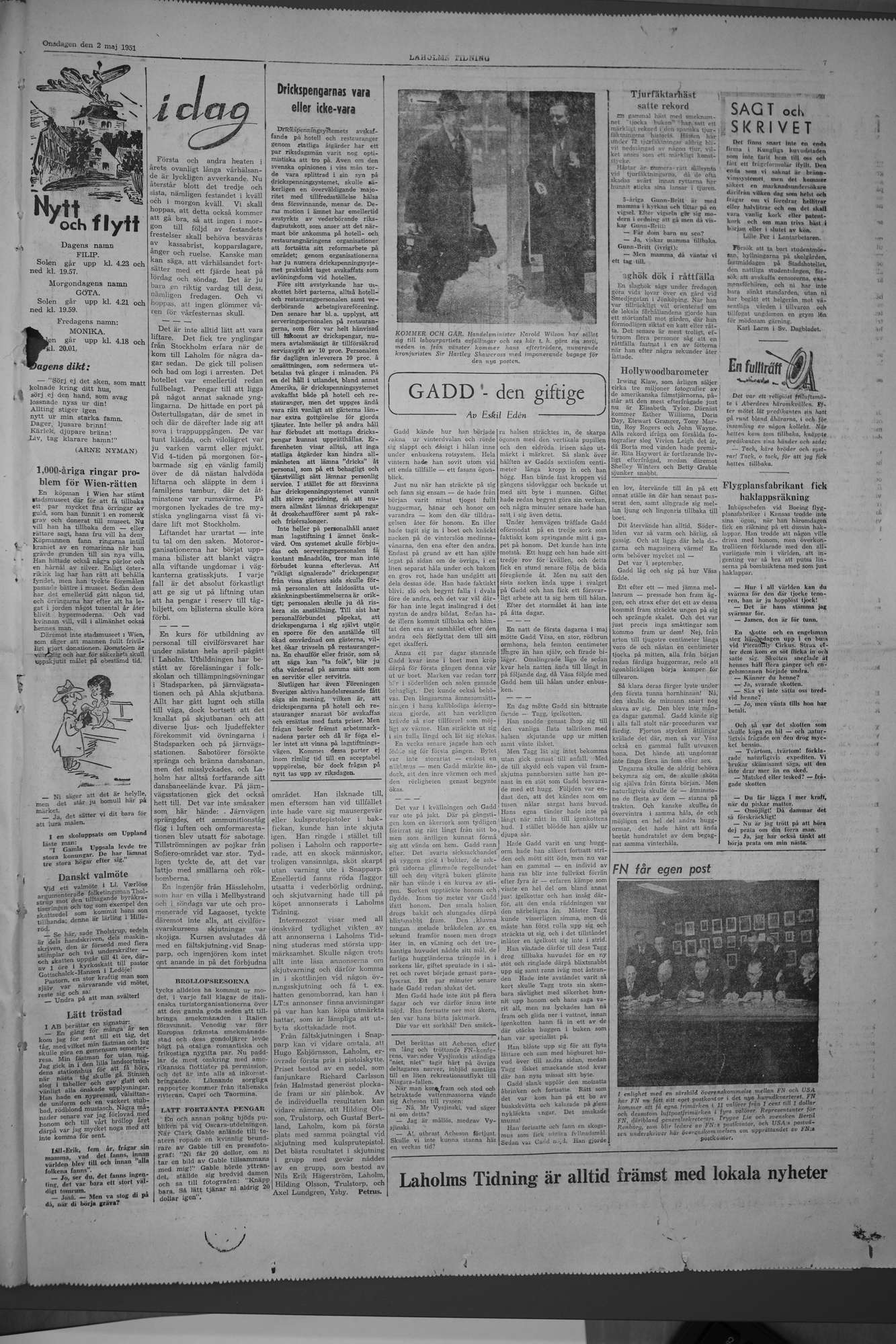 Laholms Tidning Onsdag 2 maj 1951, sida 7