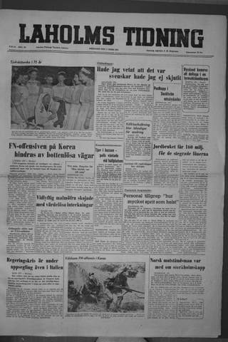 Förstasidan, Fredag 2 mars 1951