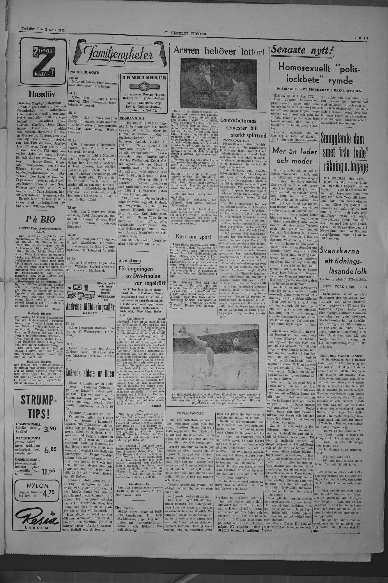 Laholms Tidning Fredag 2 mars 1951, sida 3