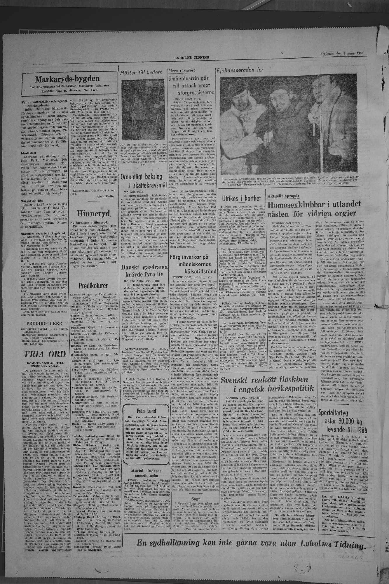 Laholms Tidning Fredag 2 mars 1951, sida 4