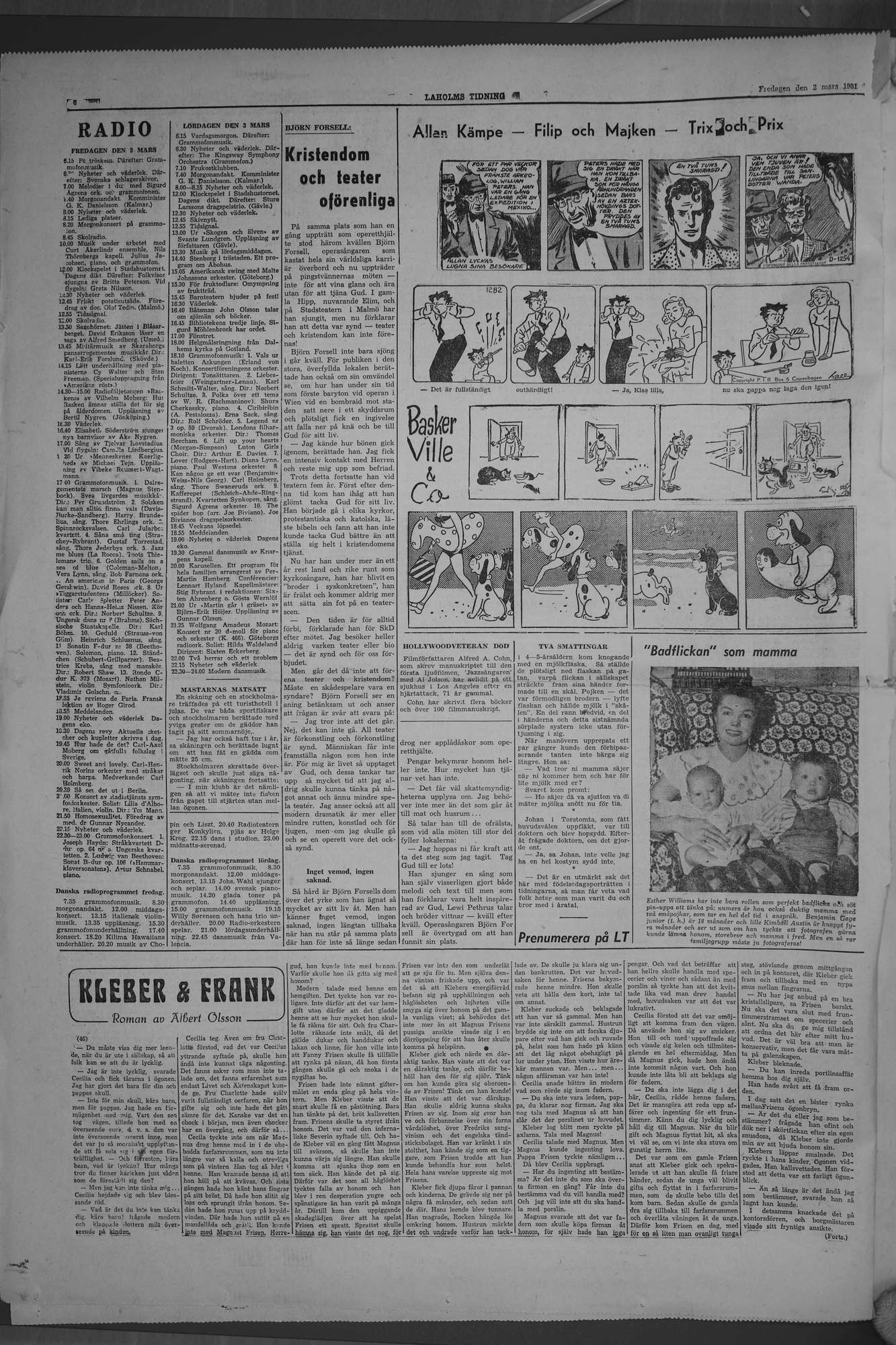Laholms Tidning Fredag 2 mars 1951, sida 6