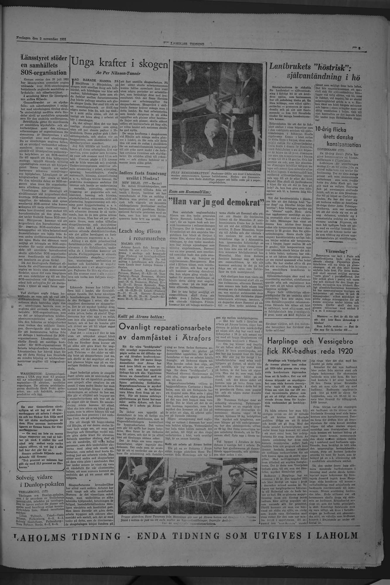 Laholms Tidning Fredag 2 november 1951, sida 5