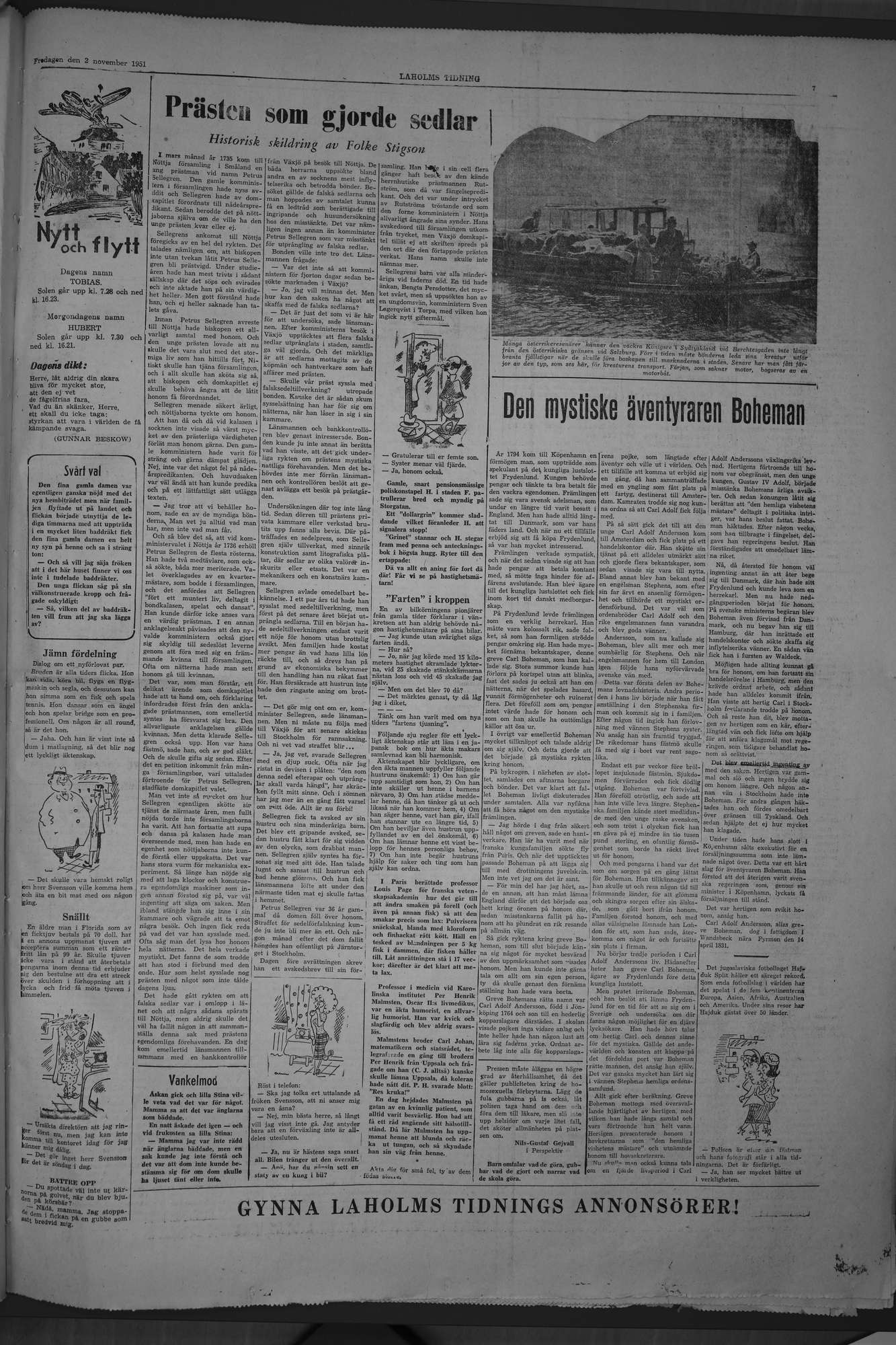 Laholms Tidning Fredag 2 november 1951, sida 7