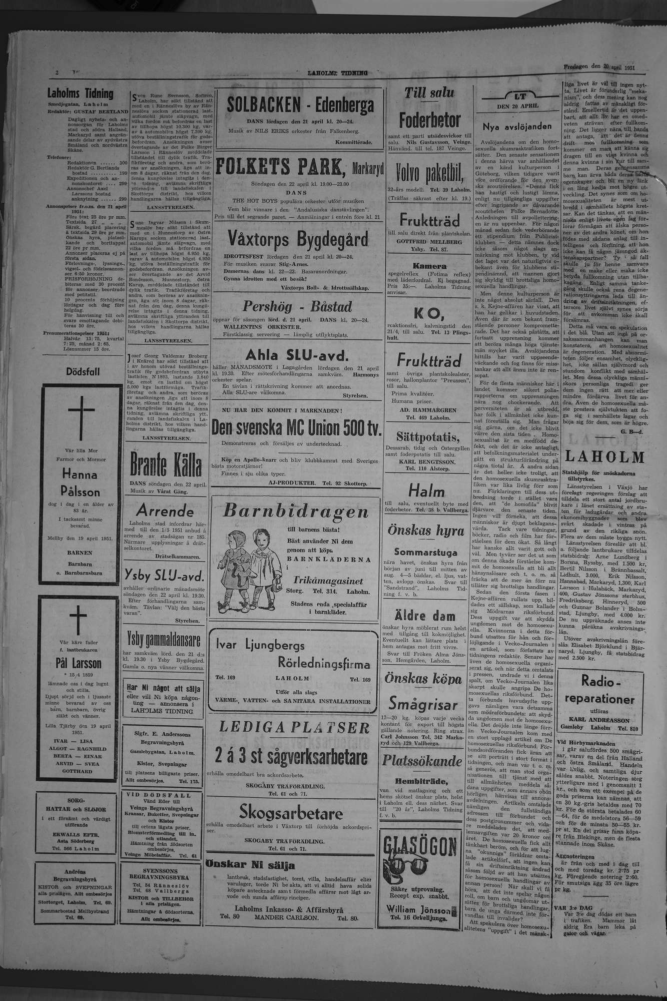 Laholms Tidning Fredag 20 april 1951, sida 2