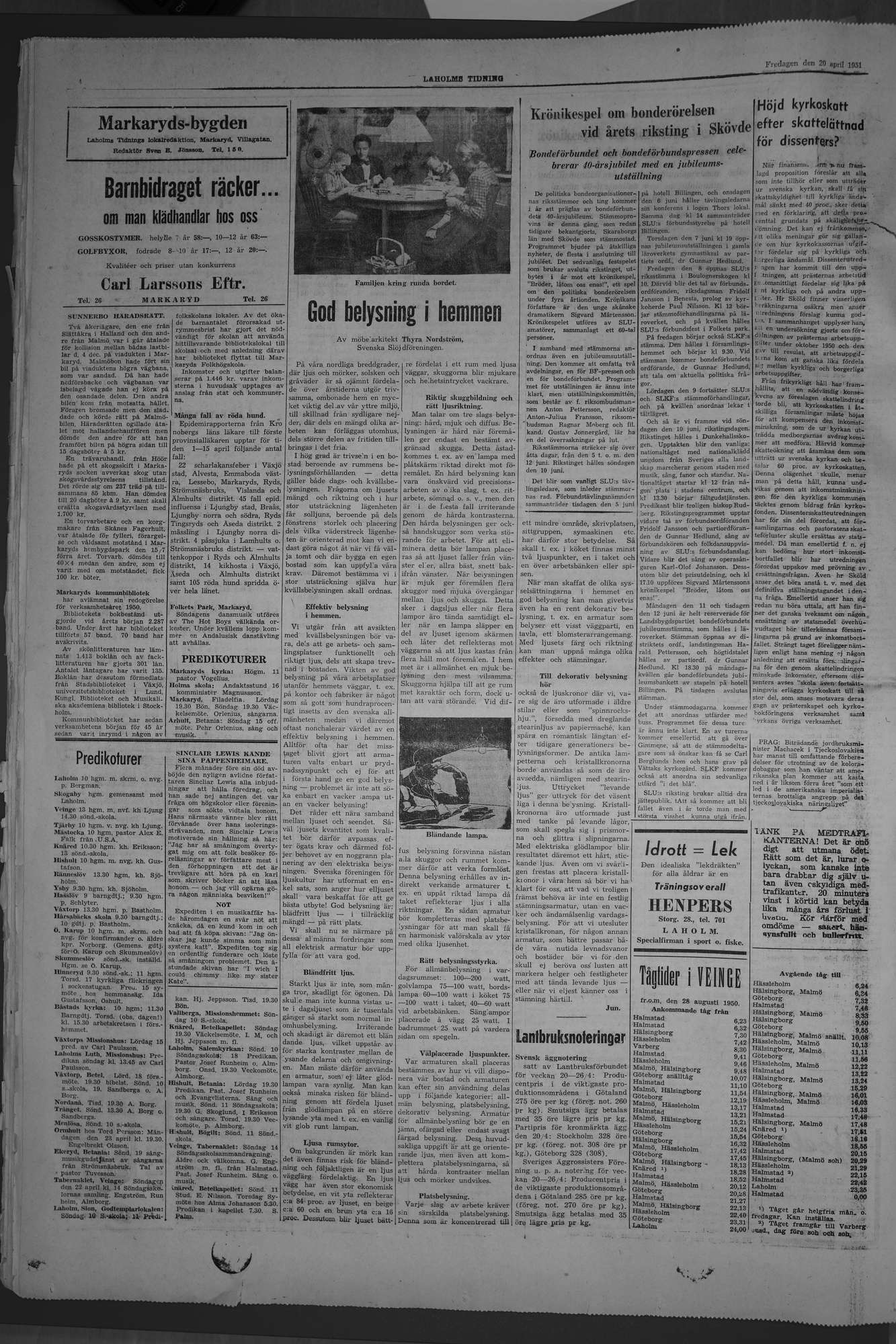 Laholms Tidning Fredag 20 april 1951, sida 4