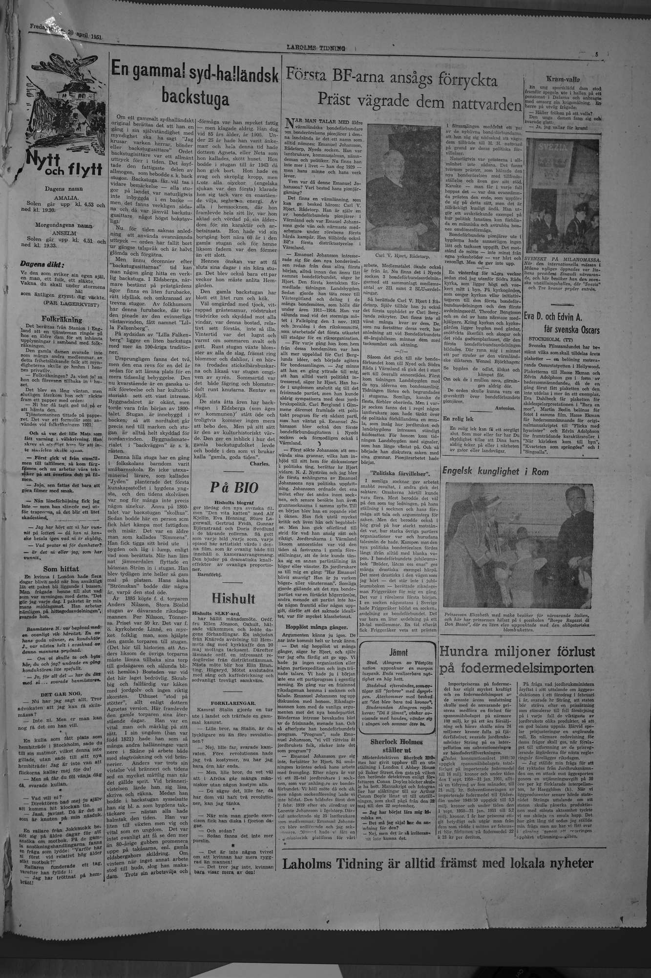 Laholms Tidning Fredag 20 april 1951, sida 5