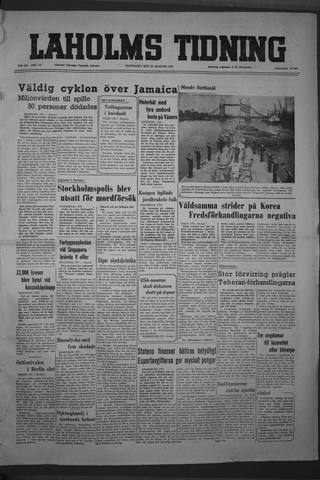 Förstasidan, Måndag 20 augusti 1951