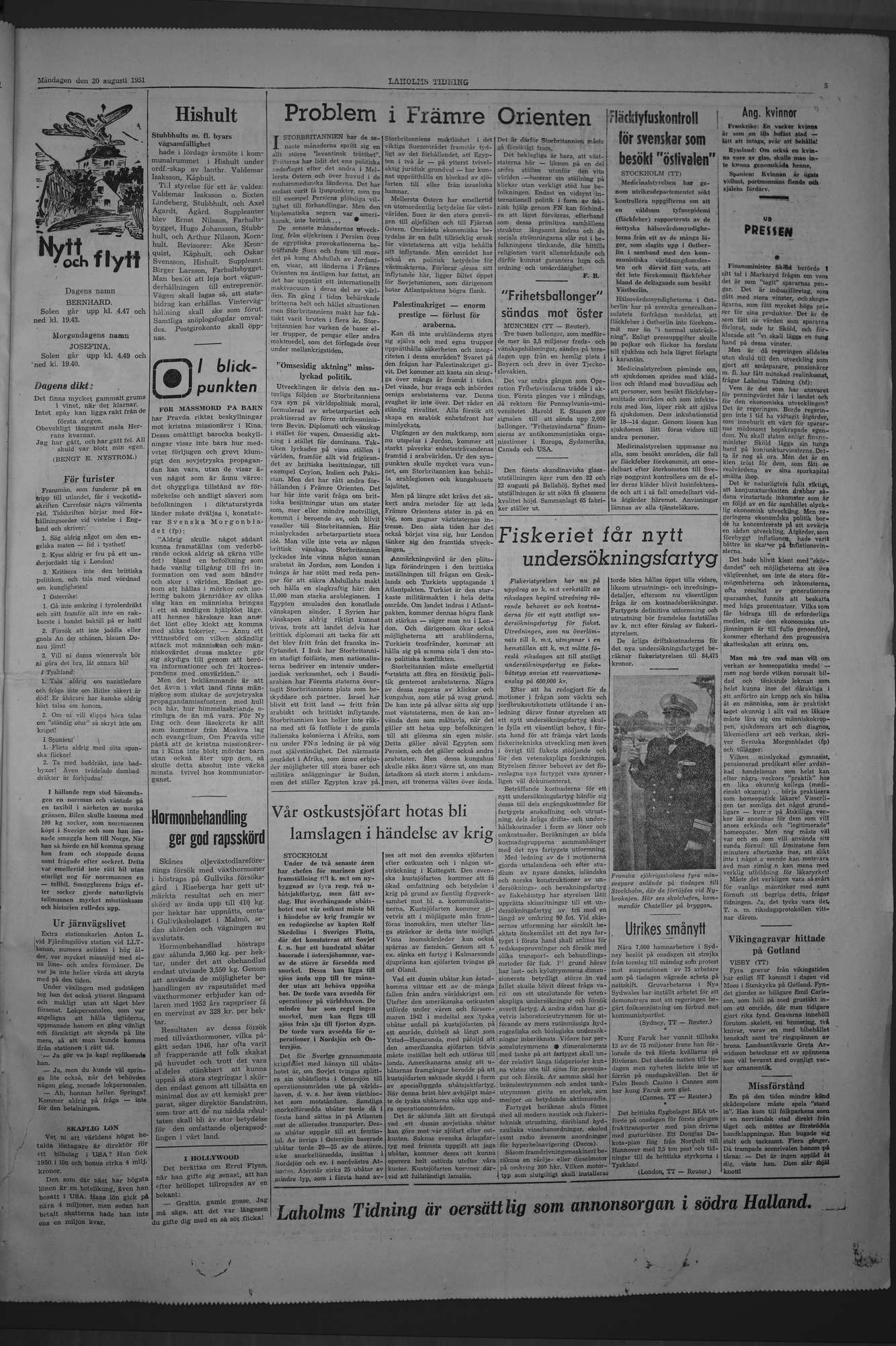 Laholms Tidning Måndag 20 augusti 1951, sida 5