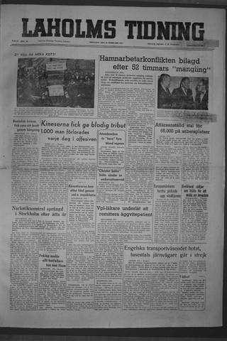 Förstasidan, Tisdag 20 februari 1951