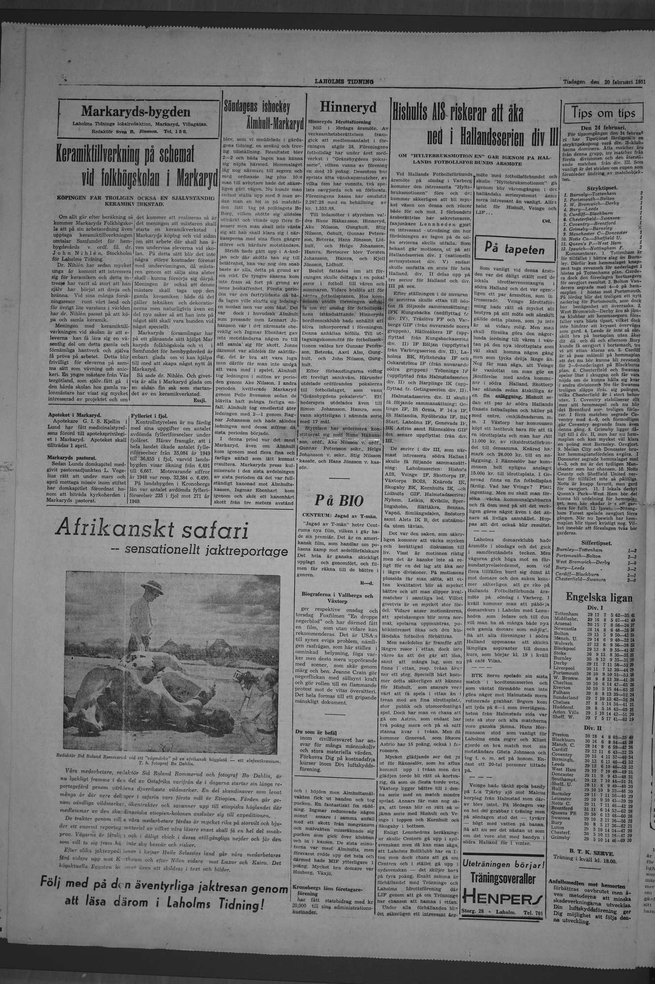 Laholms Tidning Tisdag 20 februari 1951, sida 4