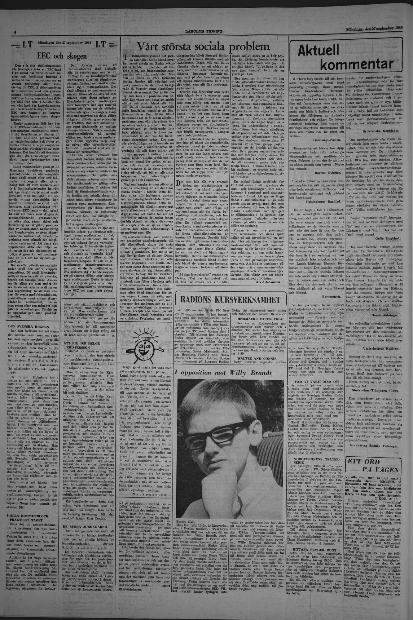 Laholms Tidning Måndag 27 september 1965, sida 4
