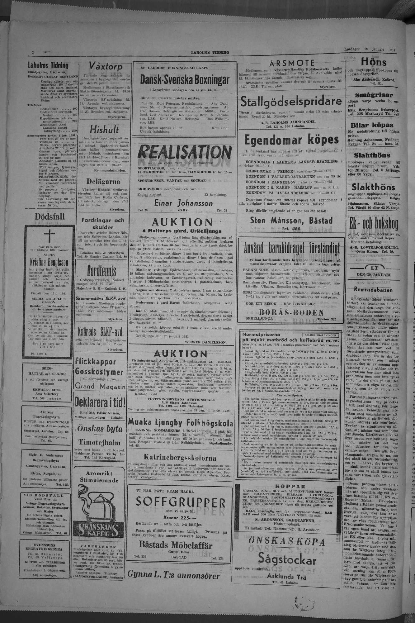 Laholms Tidning Lördag 20 januari 1951, sida 2